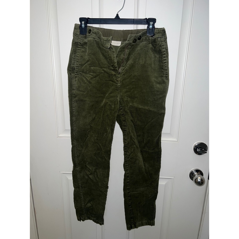 Women's Poetry Fall Preppy Olive Green Hemp Corduroy Straight Leg Pants Sz 27.5
